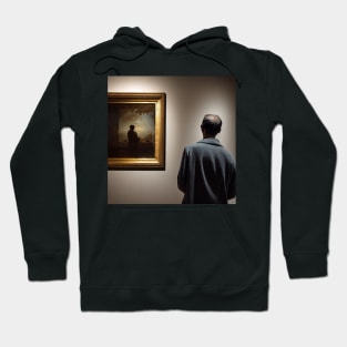 A person in a museum gallery, looking at a painting, of a person, who is looking at, or painting, a painting Hoodie